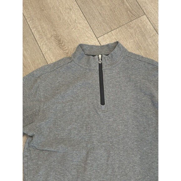 Linksoul Sweater Mens XL Tempus Fugit Grey Quarter Zip Pullover Golf Preppy - Picture 4 of 10